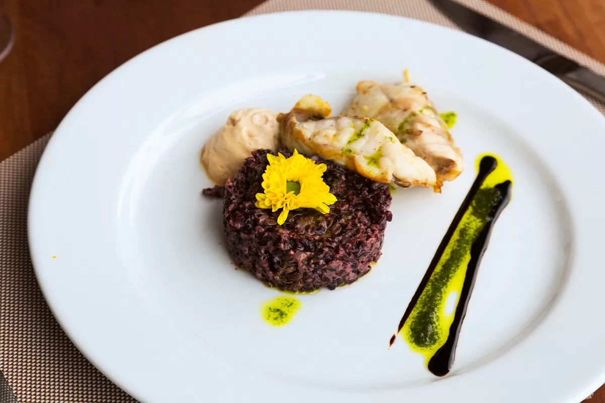 dos de cabillaud et risotto