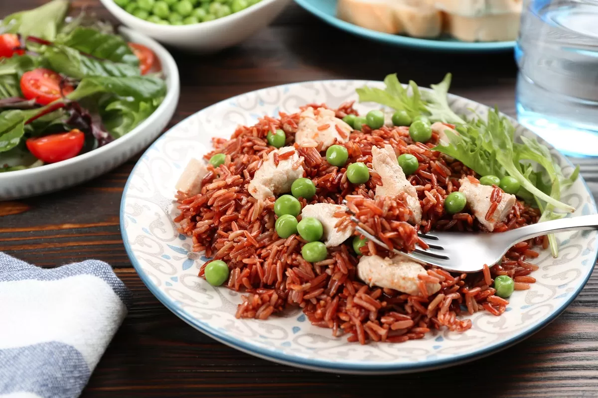 riz au poulet et petit pois